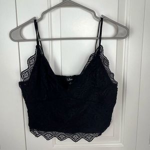 Lulus Black Lace Smoked Back Crop Top